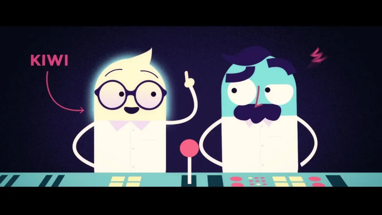 Two animated characters, including Kiwi, from a WikiSol 62 home support tutorial
