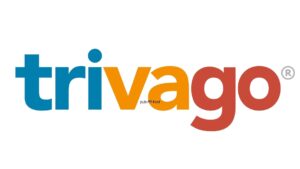 Logo de Trivago illustrant la campagne publicitaire télévisée avec une narration voix off storytelling par Estelle Hubert et Alain Ghazal.